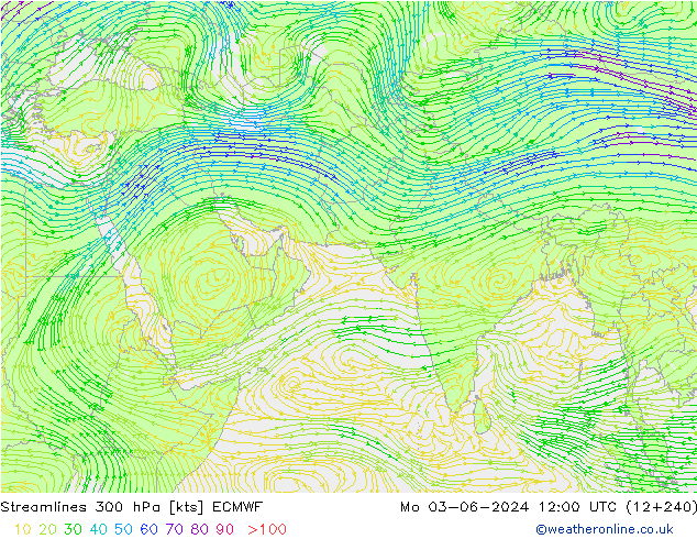 风 300 hPa ECMWF 星期一 03.06.2024 12 UTC