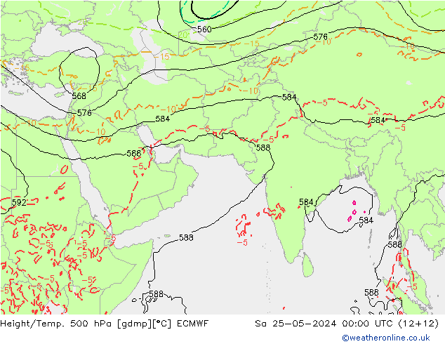 Z500/Rain (+SLP)/Z850 ECMWF 星期六 25.05.2024 00 UTC