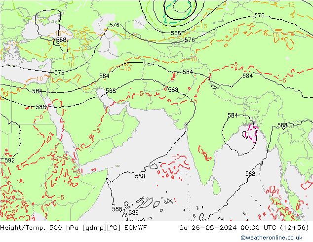 Z500/Rain (+SLP)/Z850 ECMWF Dom 26.05.2024 00 UTC