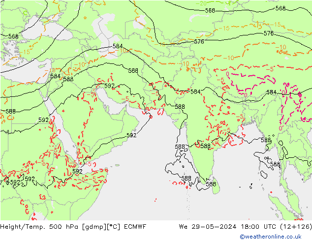 Z500/Rain (+SLP)/Z850 ECMWF Qua 29.05.2024 18 UTC