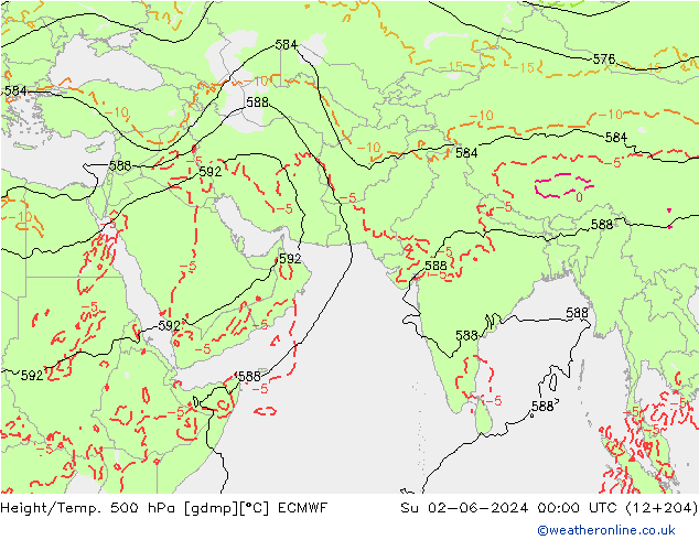 Z500/Rain (+SLP)/Z850 ECMWF Вс 02.06.2024 00 UTC