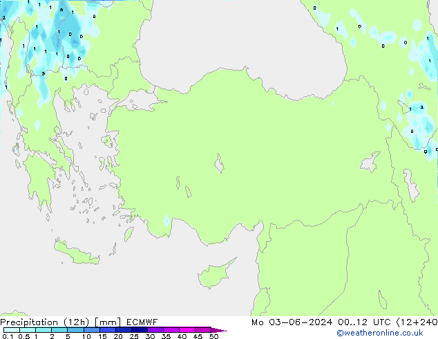 Precipitación (12h) ECMWF lun 03.06.2024 12 UTC