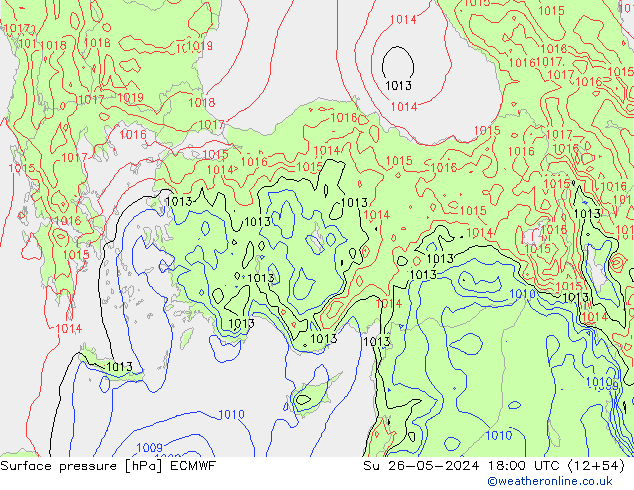 Surface pressure ECMWF Su 26.05.2024 18 UTC