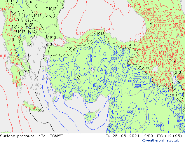 Surface pressure ECMWF Tu 28.05.2024 12 UTC