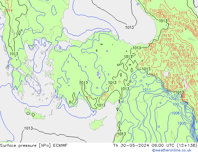 Surface pressure ECMWF Th 30.05.2024 06 UTC