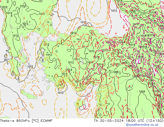 Theta-e 850hPa ECMWF Do 30.05.2024 18 UTC