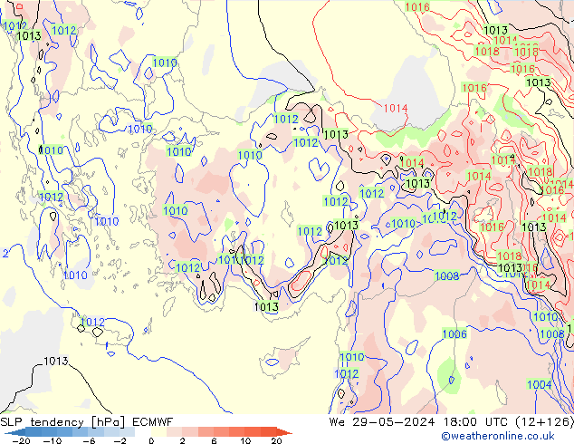 SLP tendency ECMWF We 29.05.2024 18 UTC