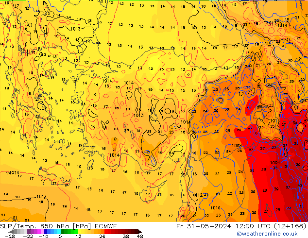 SLP/Temp. 850 hPa ECMWF Fr 31.05.2024 12 UTC