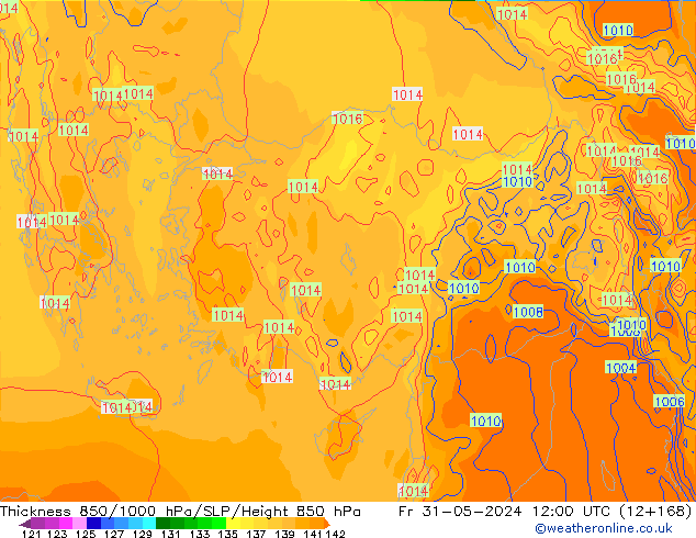 Thck 850-1000 hPa ECMWF Pá 31.05.2024 12 UTC