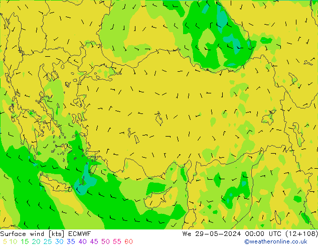 ветер 10 m ECMWF ср 29.05.2024 00 UTC