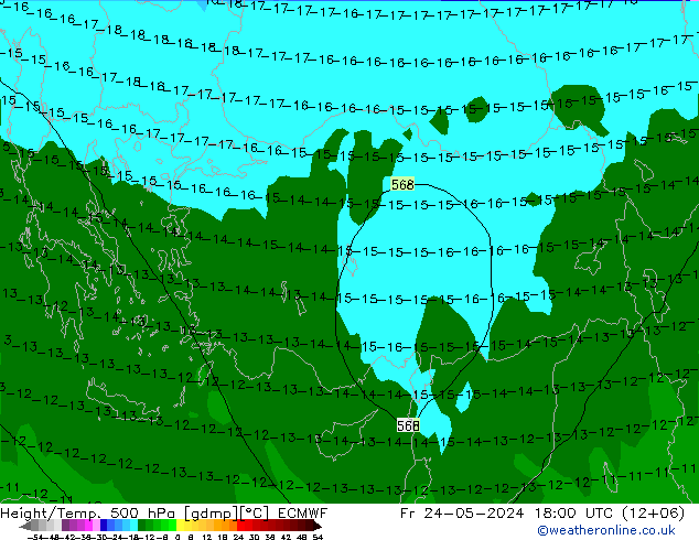 Z500/Rain (+SLP)/Z850 ECMWF Fr 24.05.2024 18 UTC