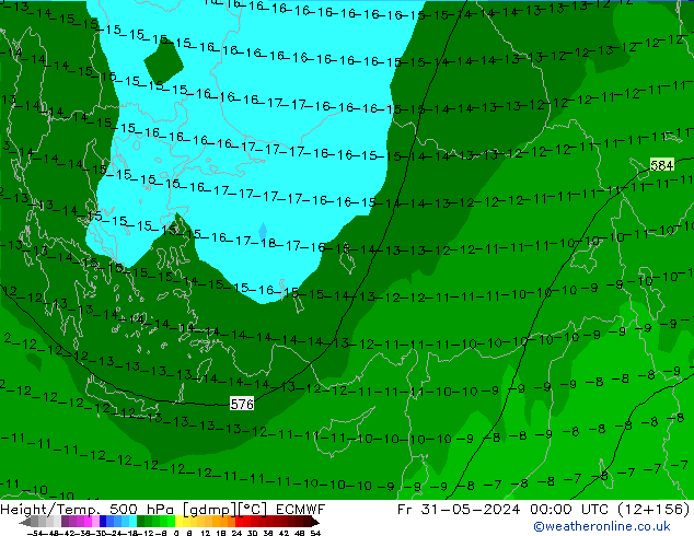 Z500/Rain (+SLP)/Z850 ECMWF Fr 31.05.2024 00 UTC