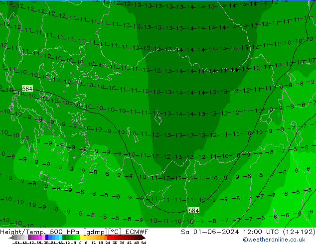 Z500/Rain (+SLP)/Z850 ECMWF sam 01.06.2024 12 UTC