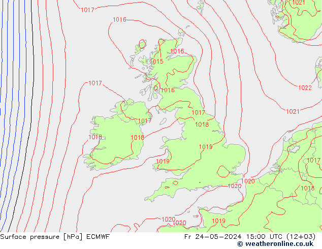 pressão do solo ECMWF Sex 24.05.2024 15 UTC