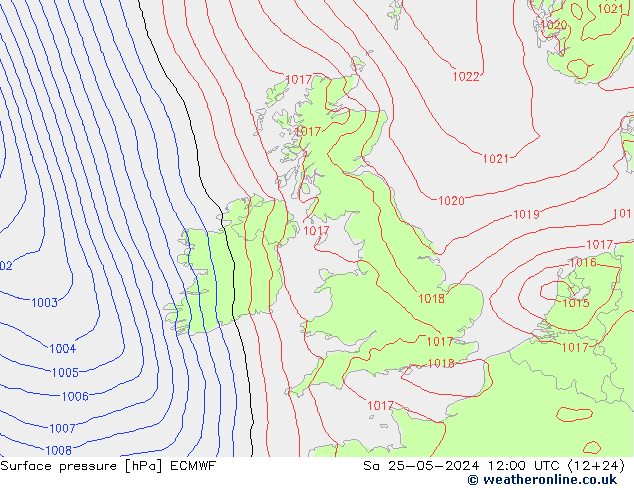 Luchtdruk (Grond) ECMWF za 25.05.2024 12 UTC