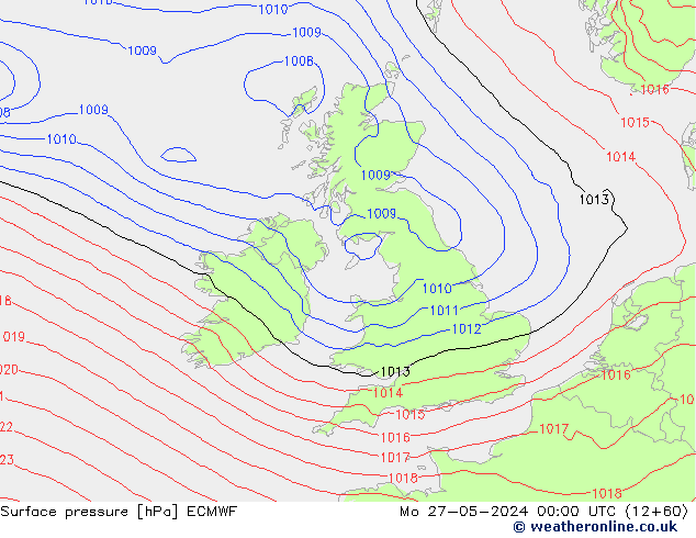 Surface pressure ECMWF Mo 27.05.2024 00 UTC