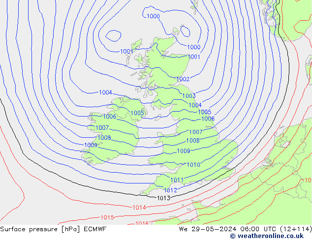 Surface pressure ECMWF We 29.05.2024 06 UTC