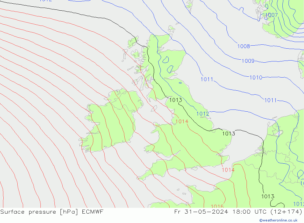 Surface pressure ECMWF Fr 31.05.2024 18 UTC