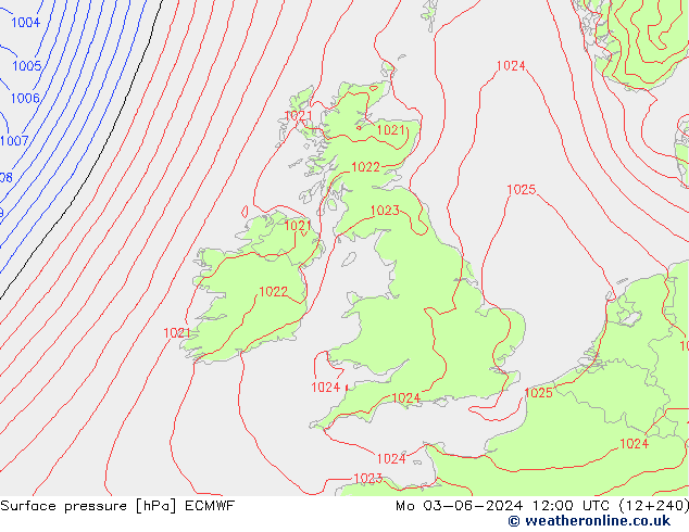 Presión superficial ECMWF lun 03.06.2024 12 UTC