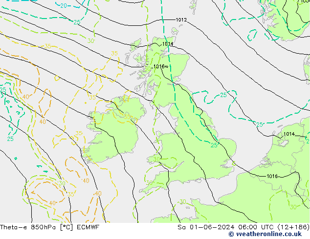 Theta-e 850hPa ECMWF so. 01.06.2024 06 UTC