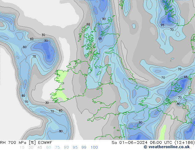 RH 700 hPa ECMWF So 01.06.2024 06 UTC