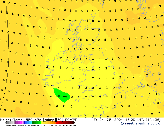 Z500/Yağmur (+YB)/Z850 ECMWF Cu 24.05.2024 18 UTC