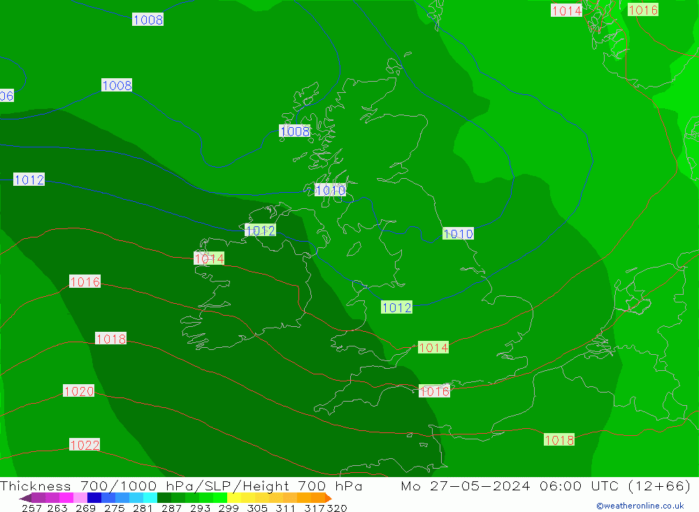 Dikte700-1000 hPa ECMWF ma 27.05.2024 06 UTC