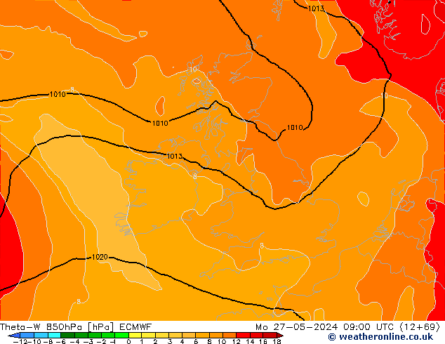 Theta-W 850hPa ECMWF Seg 27.05.2024 09 UTC