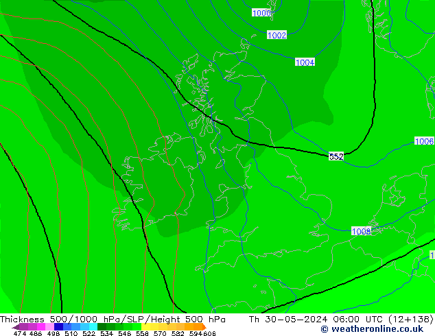 Thck 500-1000hPa ECMWF  30.05.2024 06 UTC