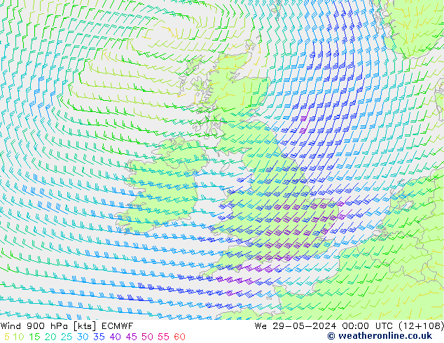 Wind 900 hPa ECMWF St 29.05.2024 00 UTC