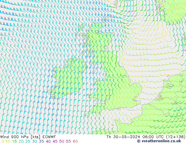 Wind 900 hPa ECMWF do 30.05.2024 06 UTC