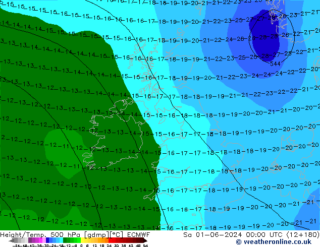 Z500/Rain (+SLP)/Z850 ECMWF Sa 01.06.2024 00 UTC