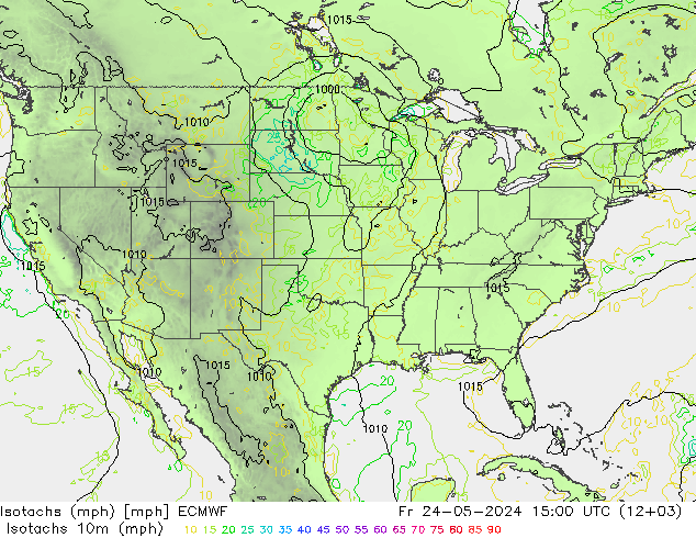 Isotachen (mph) ECMWF vr 24.05.2024 15 UTC