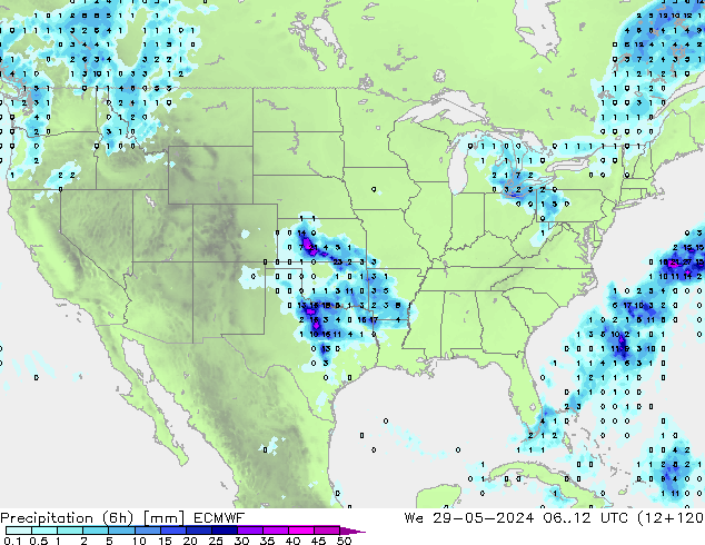 Z500/Rain (+SLP)/Z850 ECMWF We 29.05.2024 12 UTC