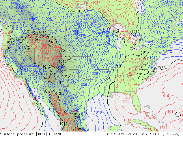 Surface pressure ECMWF Fr 24.05.2024 15 UTC