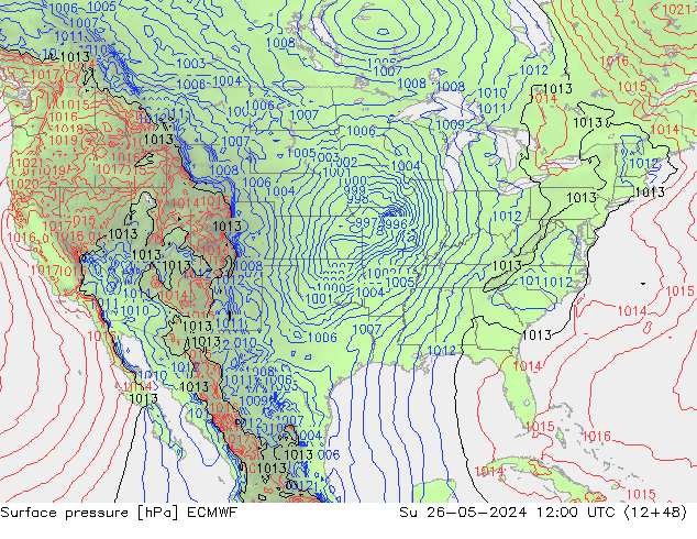 pressão do solo ECMWF Dom 26.05.2024 12 UTC