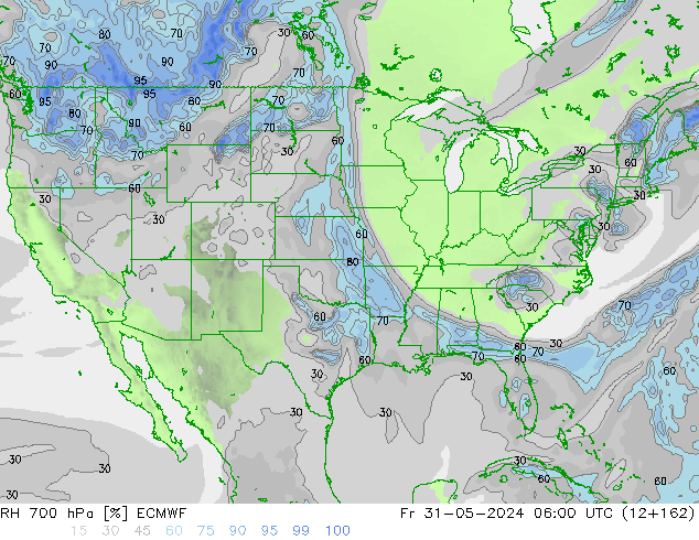 RH 700 hPa ECMWF Fr 31.05.2024 06 UTC