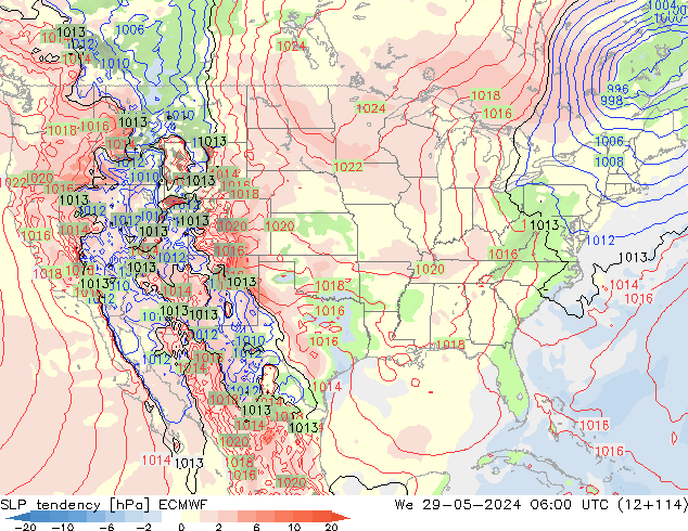 SLP tendency ECMWF We 29.05.2024 06 UTC