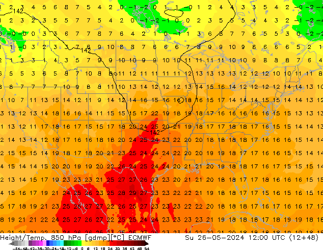 Height/Temp. 850 hPa ECMWF Su 26.05.2024 12 UTC