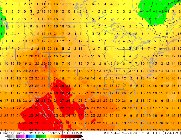 Z500/Rain (+SLP)/Z850 ECMWF We 29.05.2024 12 UTC