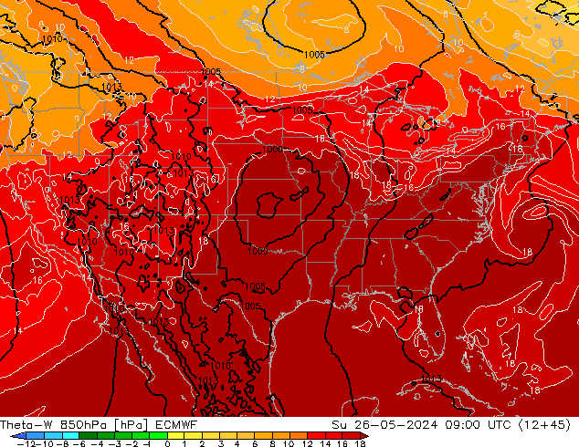 Theta-W 850hPa ECMWF dim 26.05.2024 09 UTC