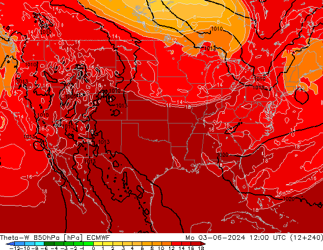 Theta-W 850hPa ECMWF Mo 03.06.2024 12 UTC