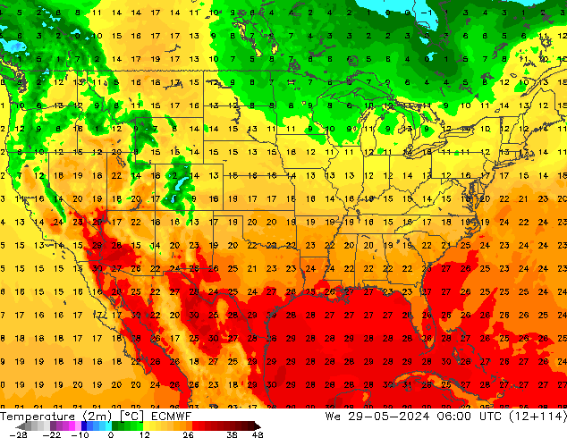 Temperature (2m) ECMWF We 29.05.2024 06 UTC