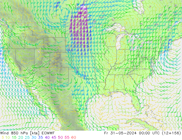 Wind 850 hPa ECMWF Pá 31.05.2024 00 UTC