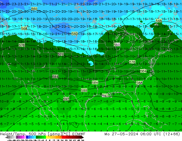 Z500/Rain (+SLP)/Z850 ECMWF пн 27.05.2024 06 UTC