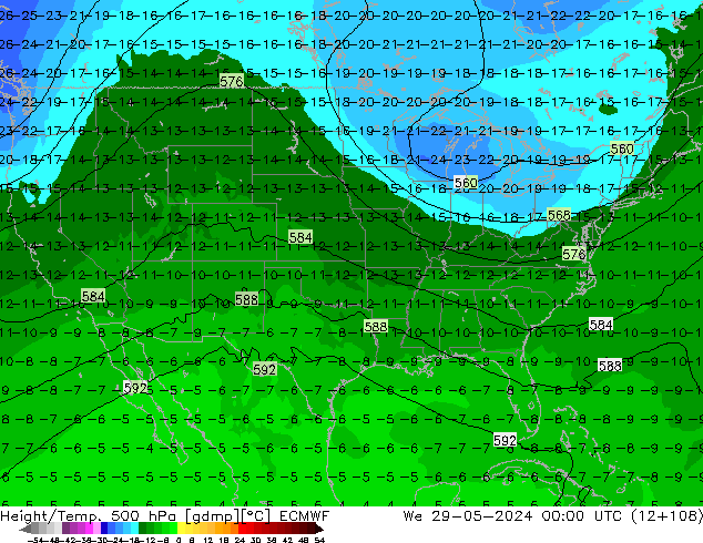 Z500/Rain (+SLP)/Z850 ECMWF We 29.05.2024 00 UTC