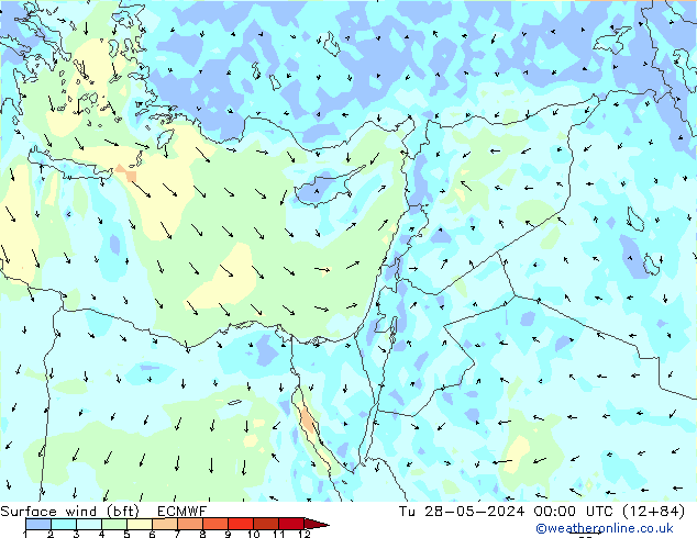 Surface wind (bft) ECMWF Tu 28.05.2024 00 UTC