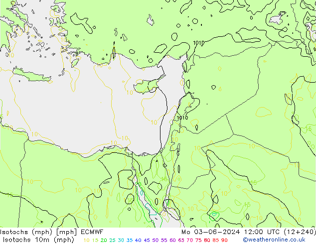 Isotachen (mph) ECMWF ma 03.06.2024 12 UTC