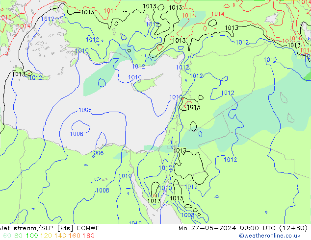 Prąd strumieniowy ECMWF pon. 27.05.2024 00 UTC