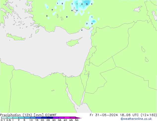 Precipitation (12h) ECMWF Pá 31.05.2024 06 UTC